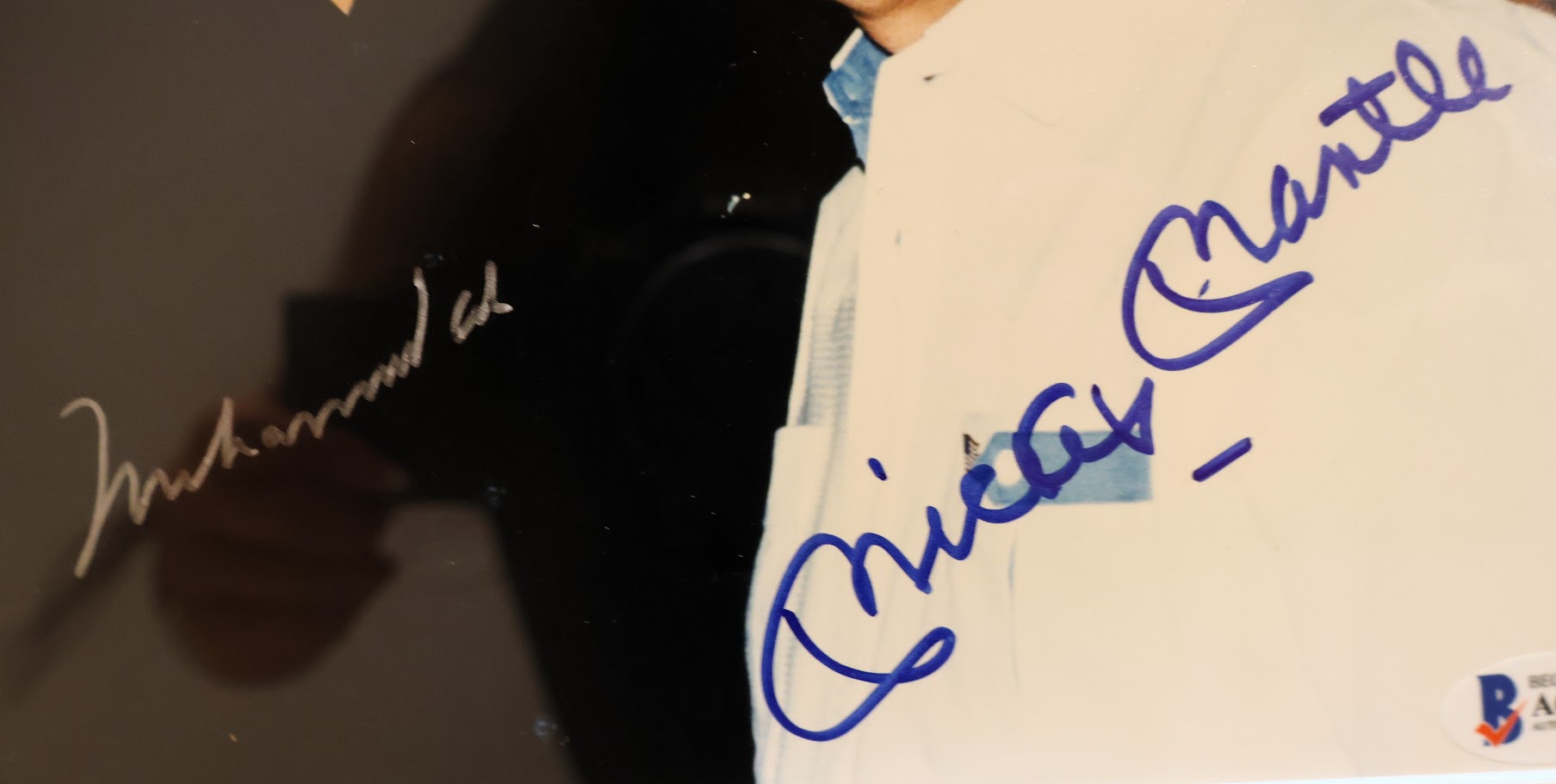 Muhammad Ali & Mickey Mantle Autographed 8x10 Photo Framed Beckett LOA