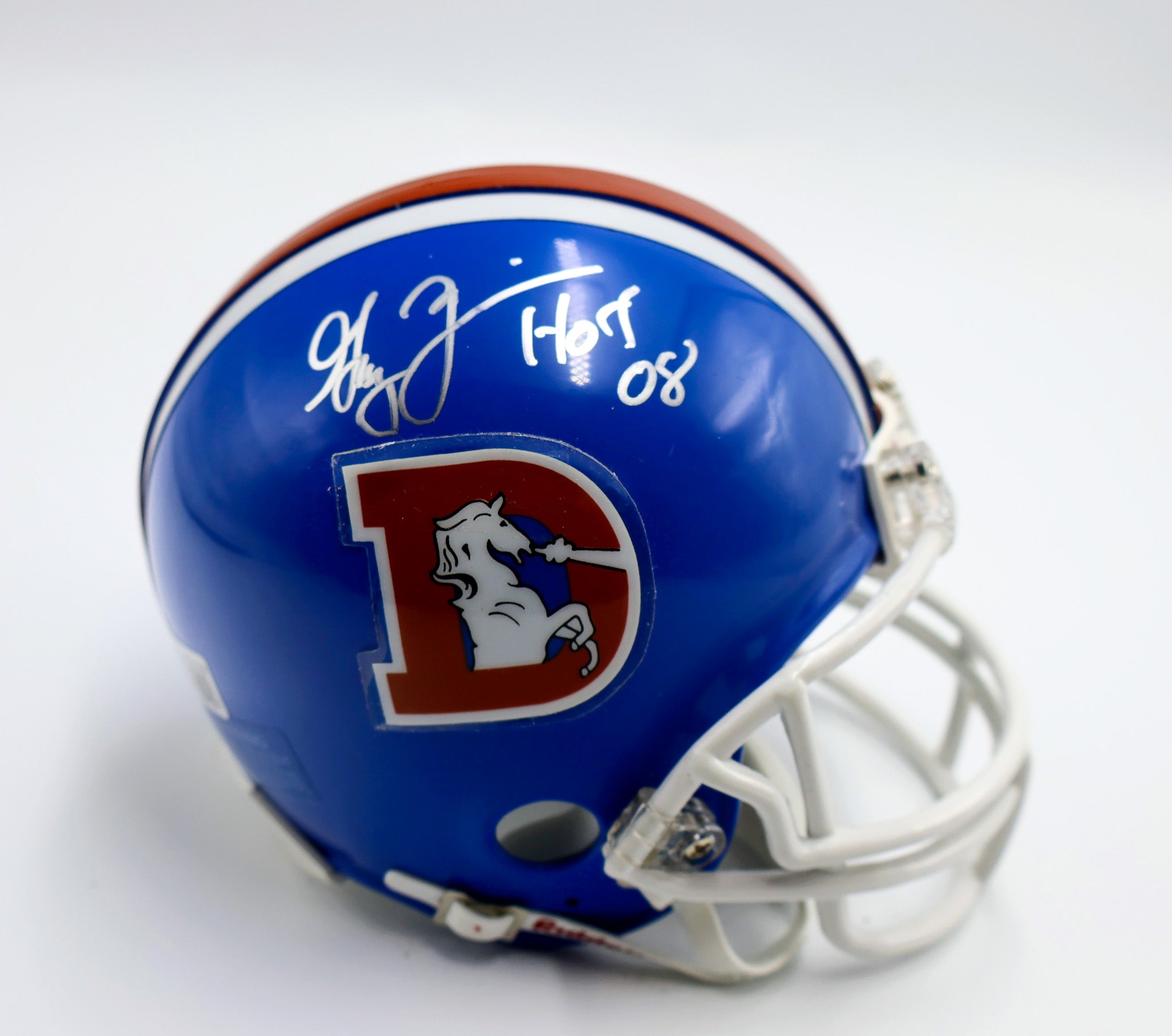 Gary Zimmerman Autographed Denver Broncos Mini Helmet "HOF '08" inscribed (Beckett COA)