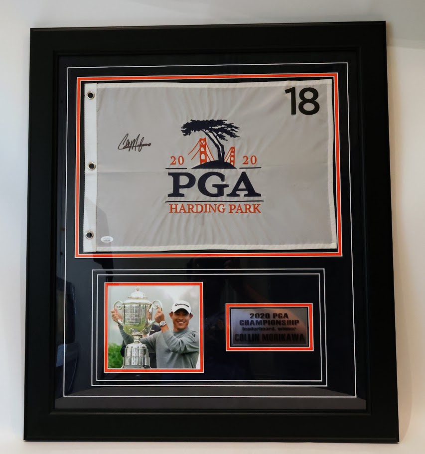 Collin Morikawa Autographed PGA Championship Flag Framed JSA COA