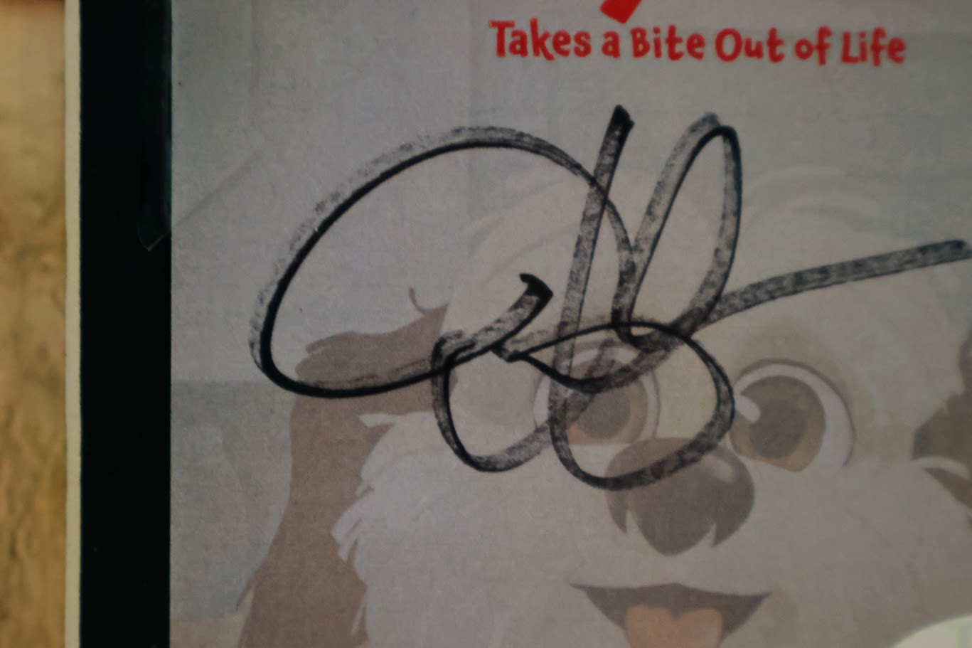 Jennifer Aniston Autographed "Clydeo" Card with Poster Framed JSA COA