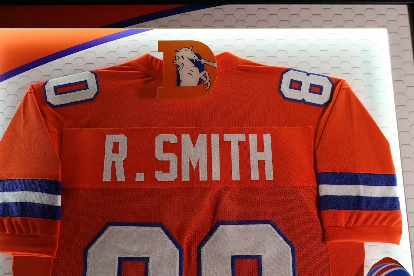 Rod Smith Autographed Denver Broncos Orange Custom Jersey Lighted Framed Beckett COA