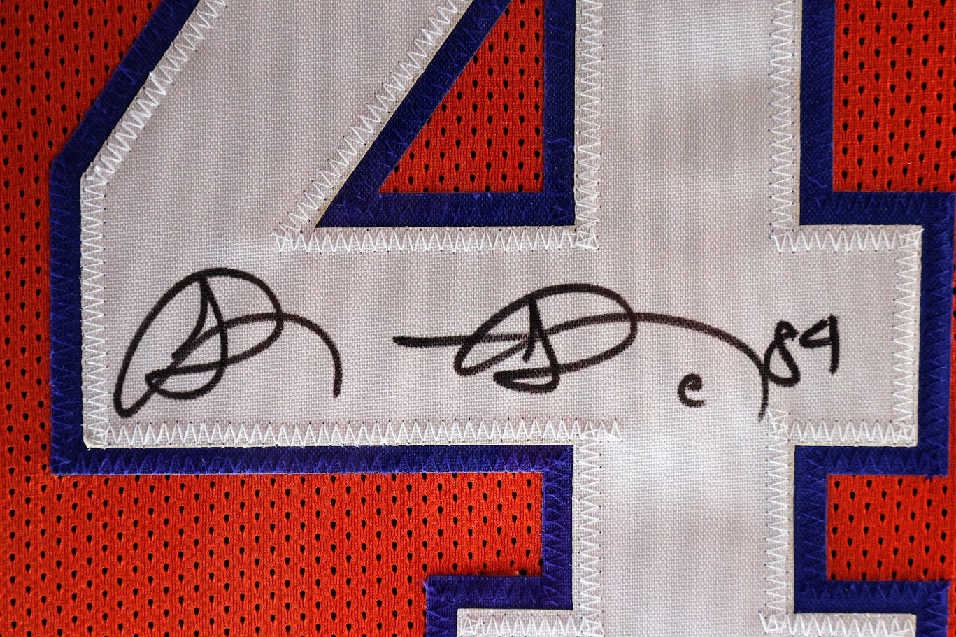 Shannon Sharpe Autographed Denver Broncos Orange Custom Jersey Lighted Framed Beckett COA