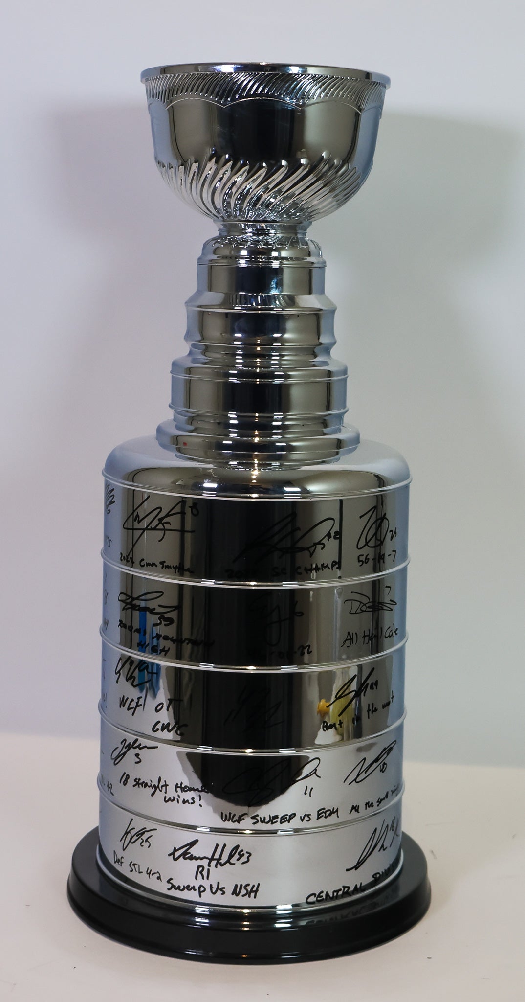 Colorado Avalanche Autographed Stanley Cup From 2022 Stanley Cup Team 18 Signatures and Inscribed By Each Player