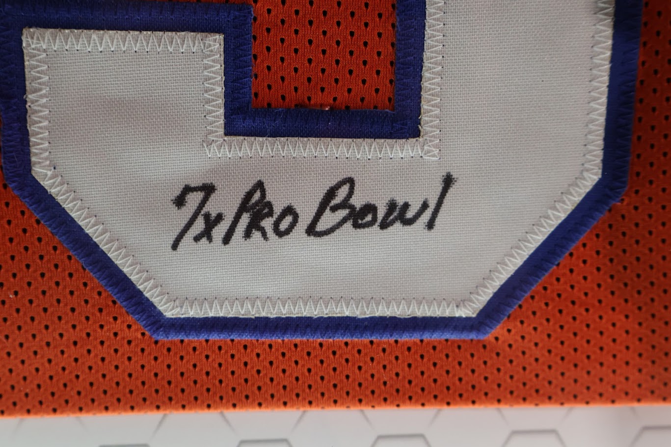Randy Gradishar Autographed Denver Broncos Orange Custom Jersey w/ 4 Inscriptions Lighted Framed Beckett COA