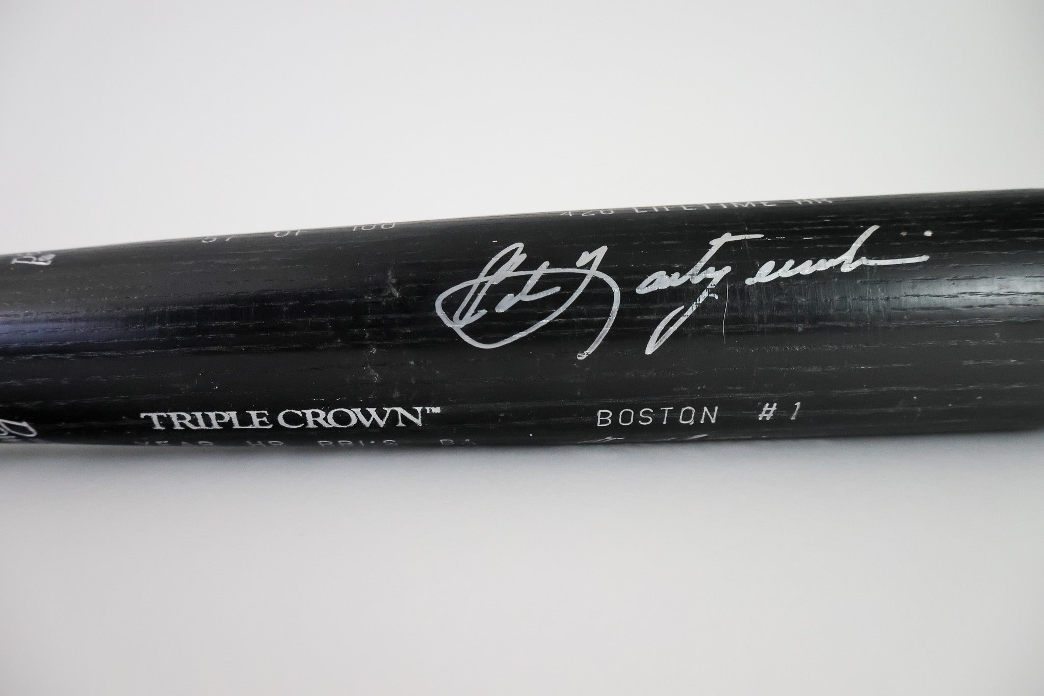 Ted Williams and Carl Yastrzemski Autographed Triple Crown Baseball Bat Includes Career Accolades