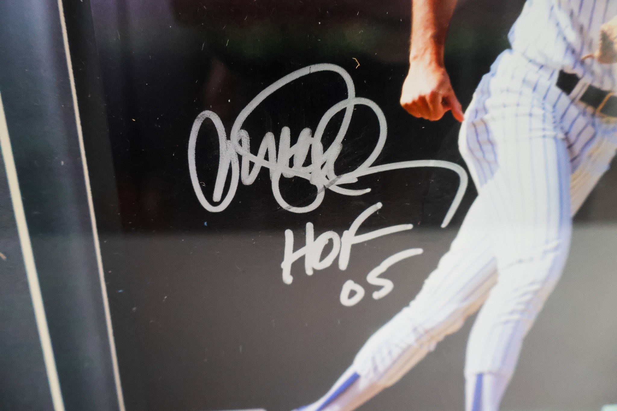 Ryne Sandberg Autographed Chicago Cubs 8X10 Photo Shadow Box Frame "HOF 05" Inscription TriStar COA