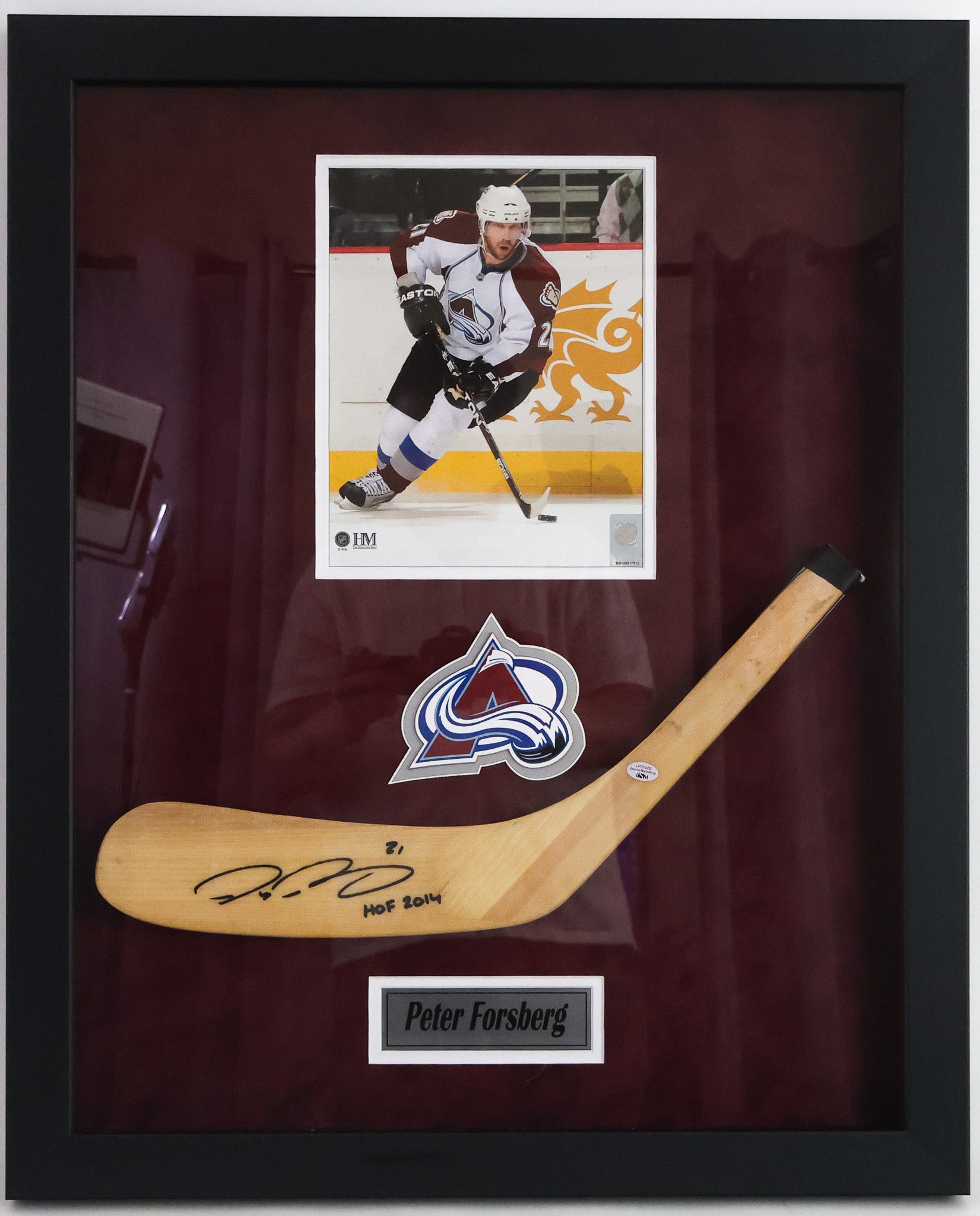 Peter Forsberg Autographed Colorado Avalanche Stick Blade Framed "HOF 2014" Inscription