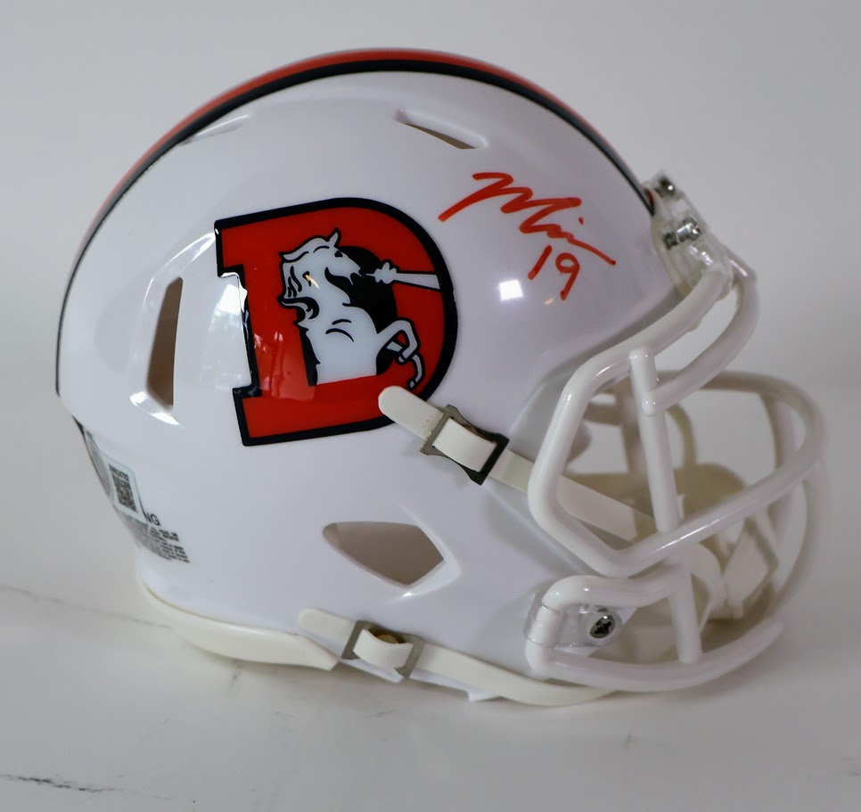 Marvin Mims Autographed Denver Broncos Snowcapped Mini Helmet Beckett COA