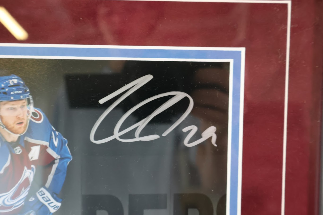 Nathan Mackinnon Autographed 8x10 Action Photo Deluxe Framed Fanatics COA