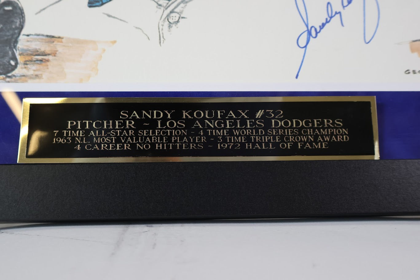 Sandy Koufax Autographed 16x20 Drawing Photo Framed Beckett COA