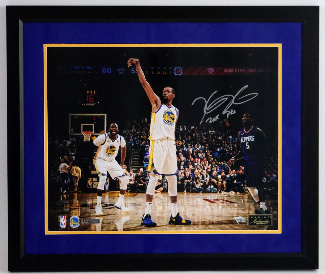 Kevin Durant Signed Warriors 16x20 Photo Inscribed Framed Limited #1-20 Fanatics and Panini Hologram