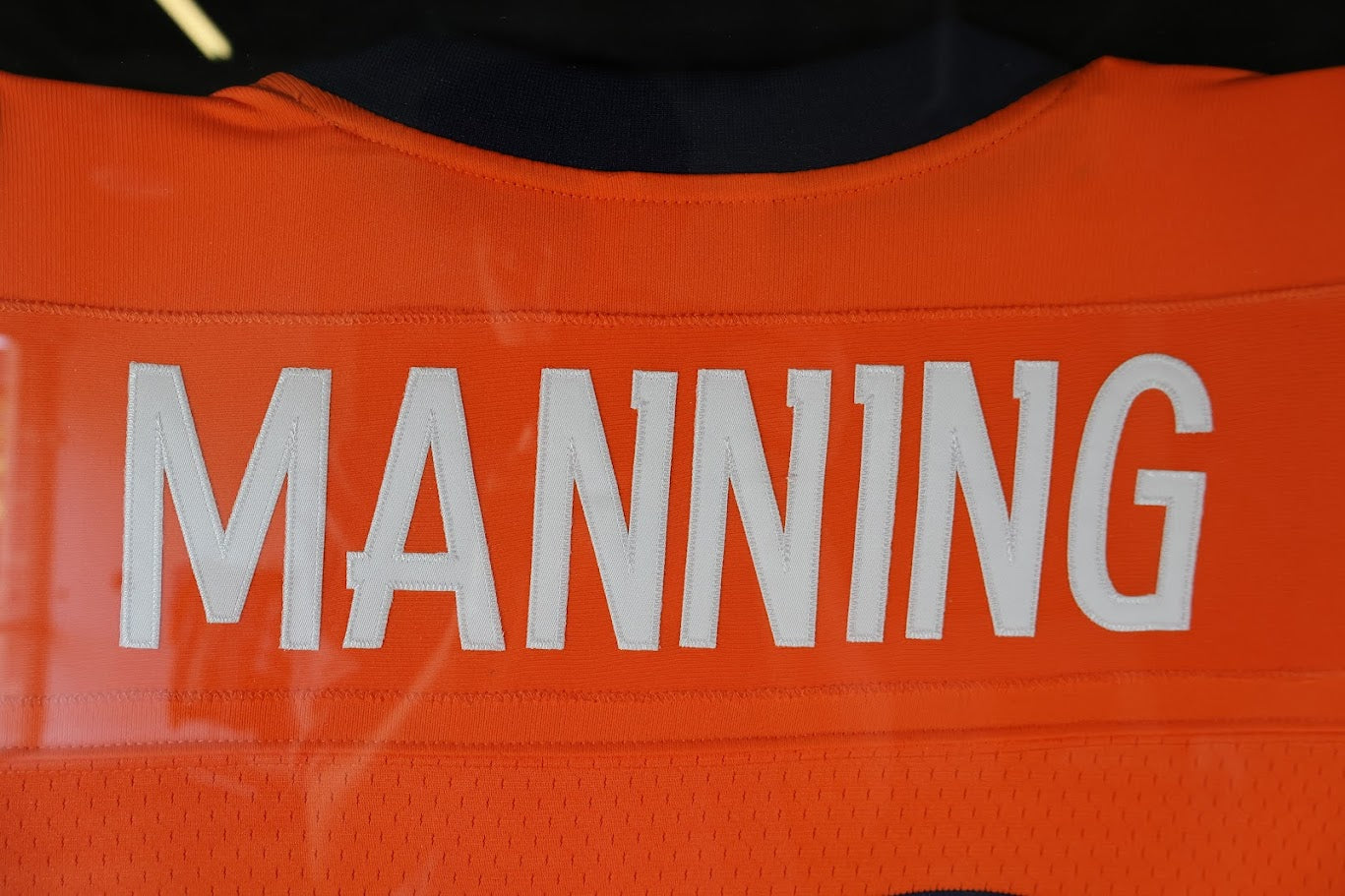 Peyton Manning Signed Denver Broncos Orange Mitchell & Ness Jersey - Deluxe Framed Fanatics COA