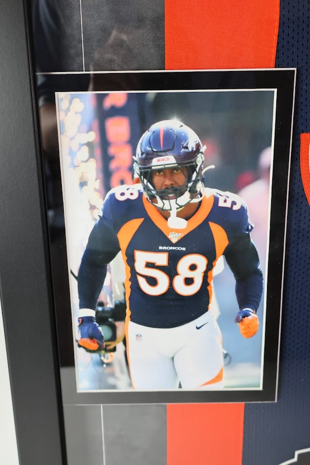 Von Miller Autographed Denver Broncos Navy Jersey Deluxe Framed Beckett COA