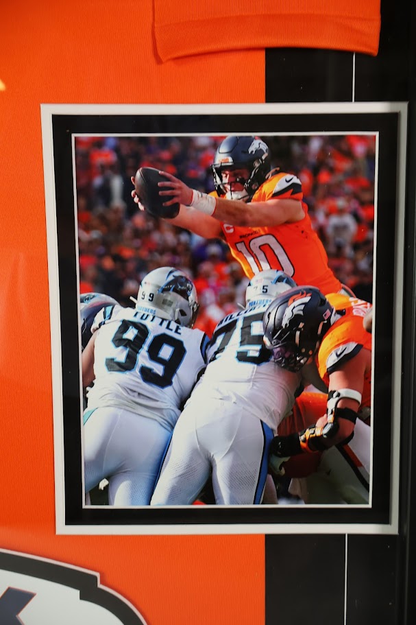 Bo Nix Autographed Denver Broncos Nike Orange Jersey - Deluxe Framed Beckett COA