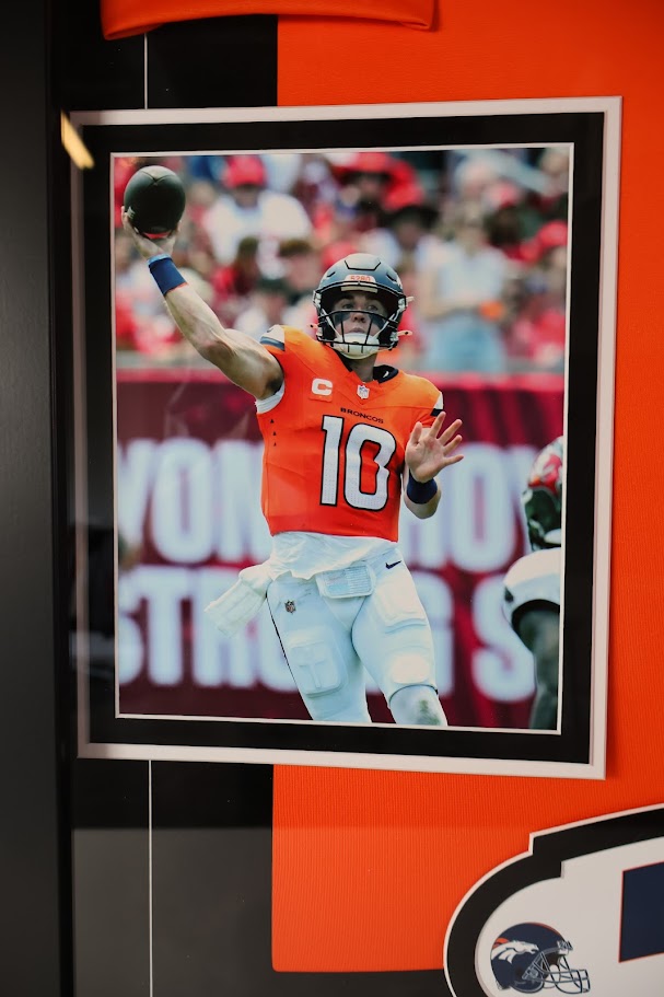 Bo Nix Autographed Denver Broncos Nike Orange Jersey - Deluxe Framed Beckett COA