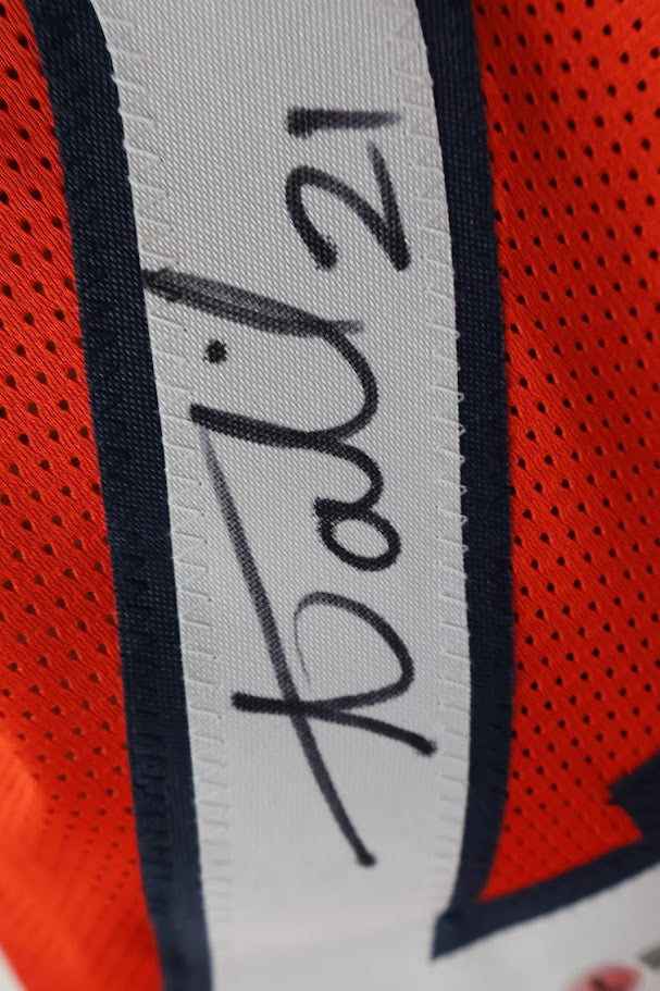 Aqib Talib Autographed Denver Broncos Custom Orange Jersey w/ No Fly Zone Inscription Beckett COA