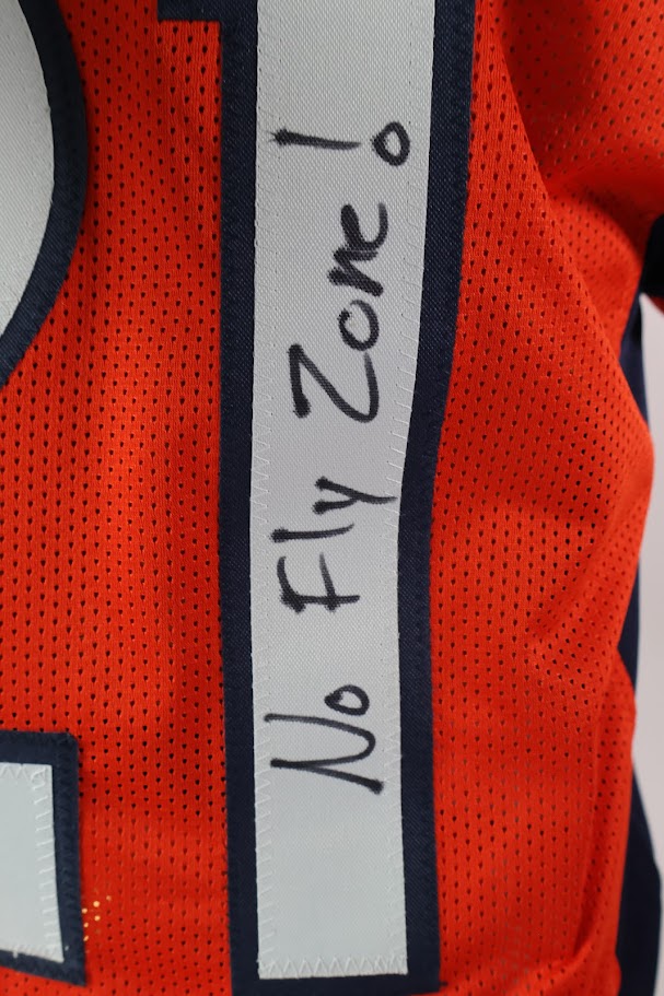 Aqib Talib Autographed Denver Broncos Custom Orange Jersey w/ No Fly Zone Inscription Beckett COA