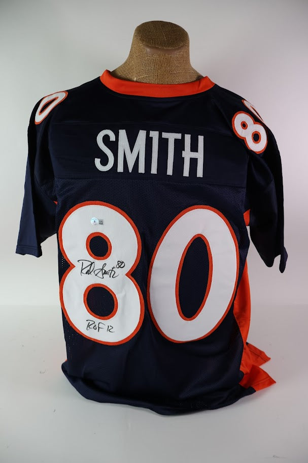 Rod Smith Autographed Denver Broncos Custom Navy Jersey w/ ROF Inscription Beckett COA