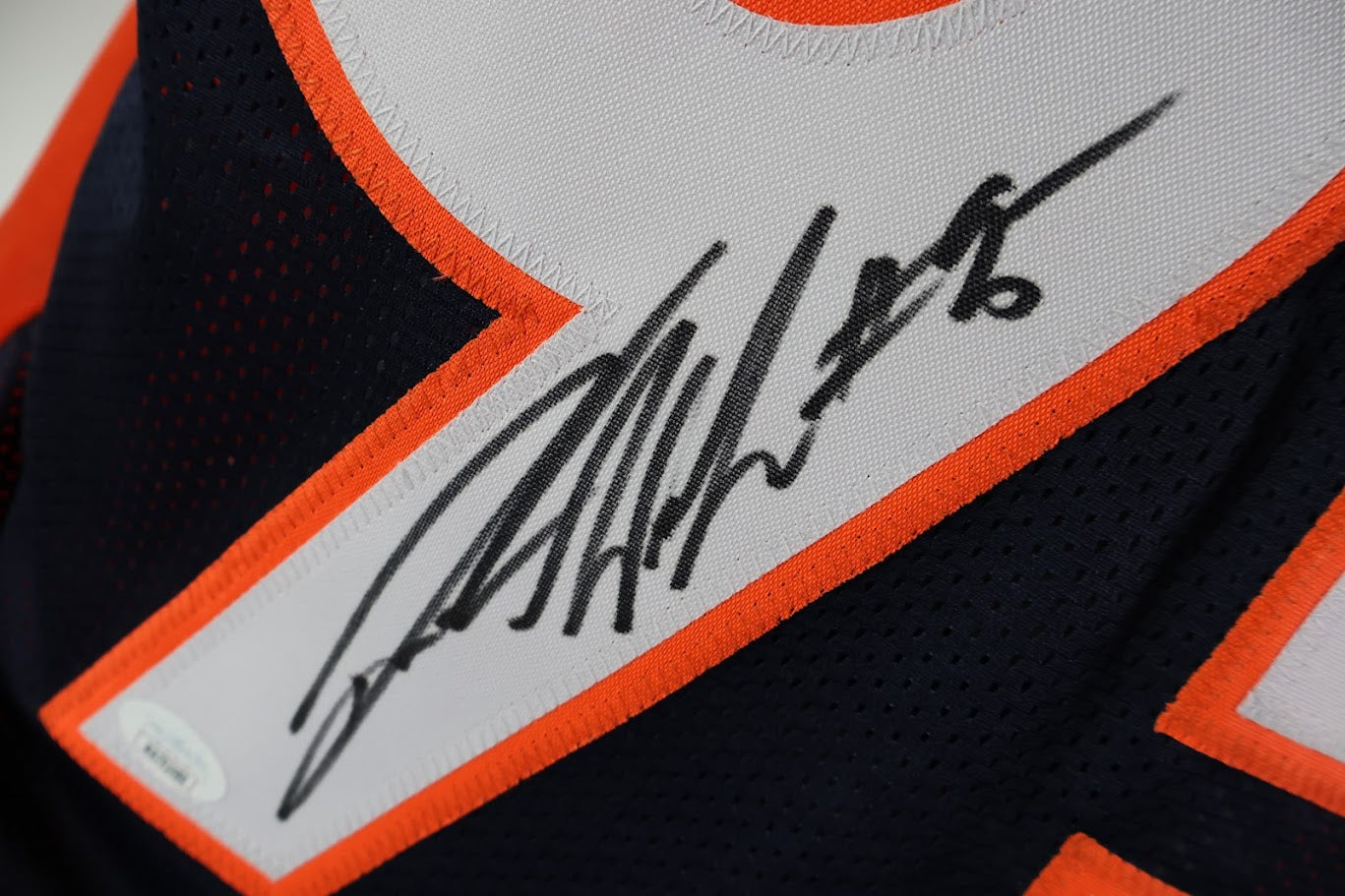 Derek Wolfe Autographed Denver Broncos Custom Navy Jersey w/ Inscription JSA COA