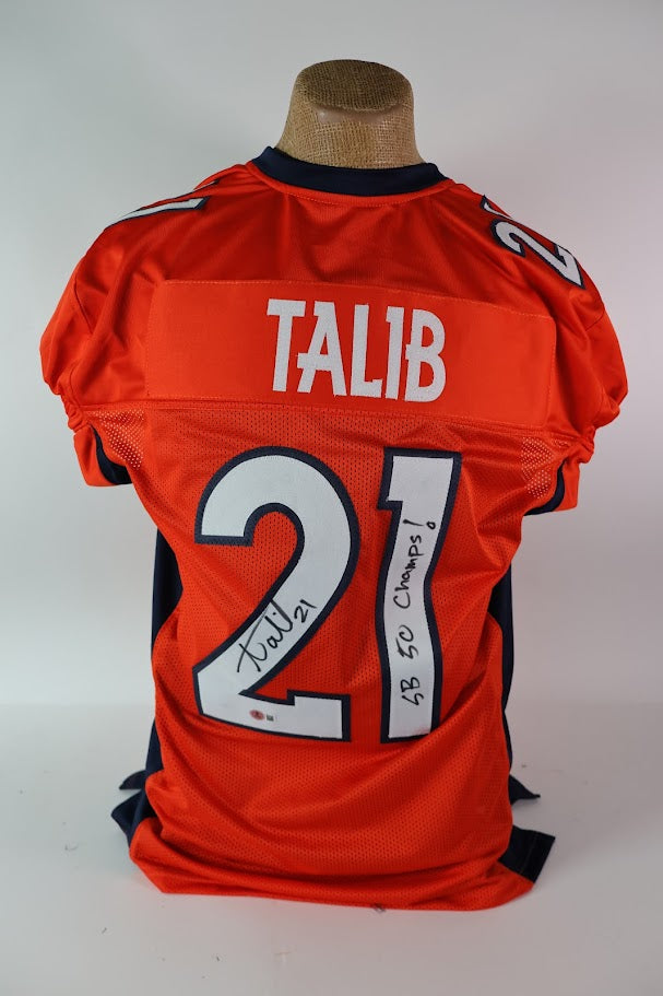 Aqib Talib Autographed Denver Broncos Custom Orange Jersey w/ SB Inscription Beckett COA