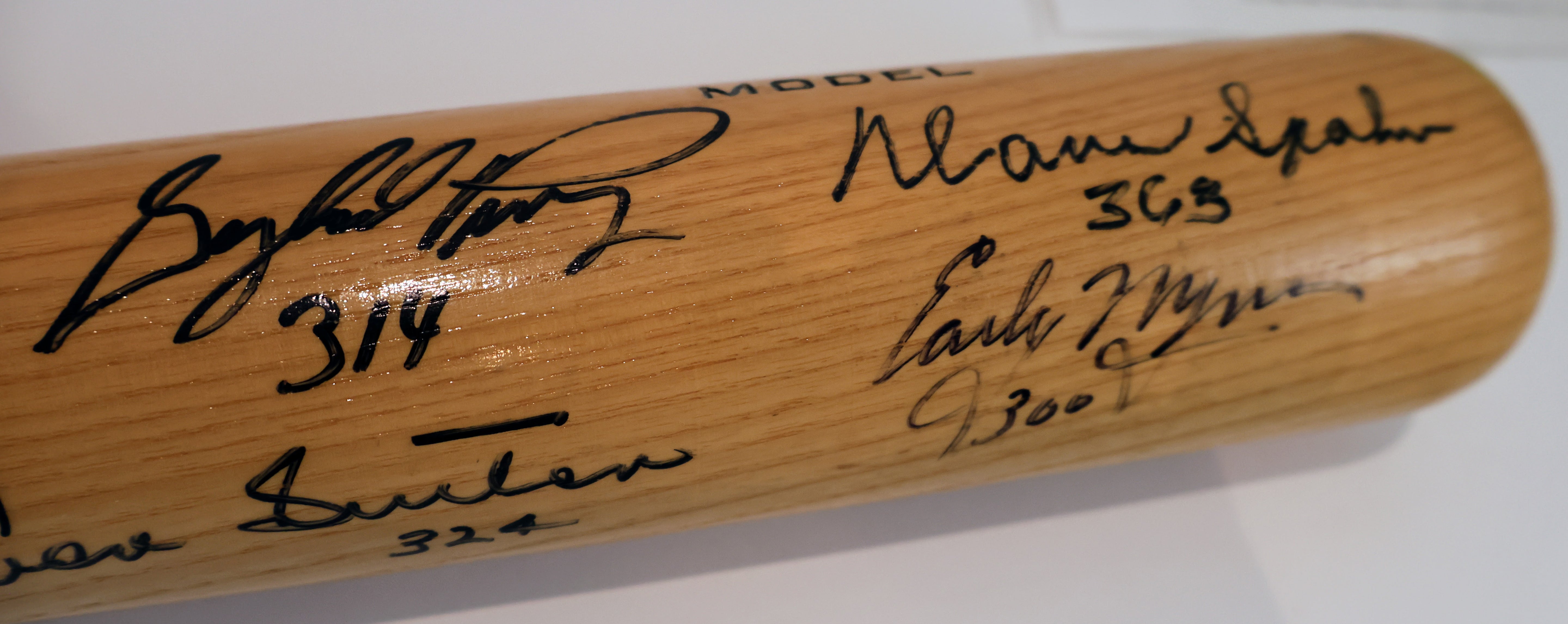 Nolan Ryan, Tom Seaver, Steve Carlton, Phil Niekro, Warren Spahn, Gaylord Perry, Don Sutton, Early Wynn inscribed with career win totals Adirondack bat With PSA/DNA Authentication letter