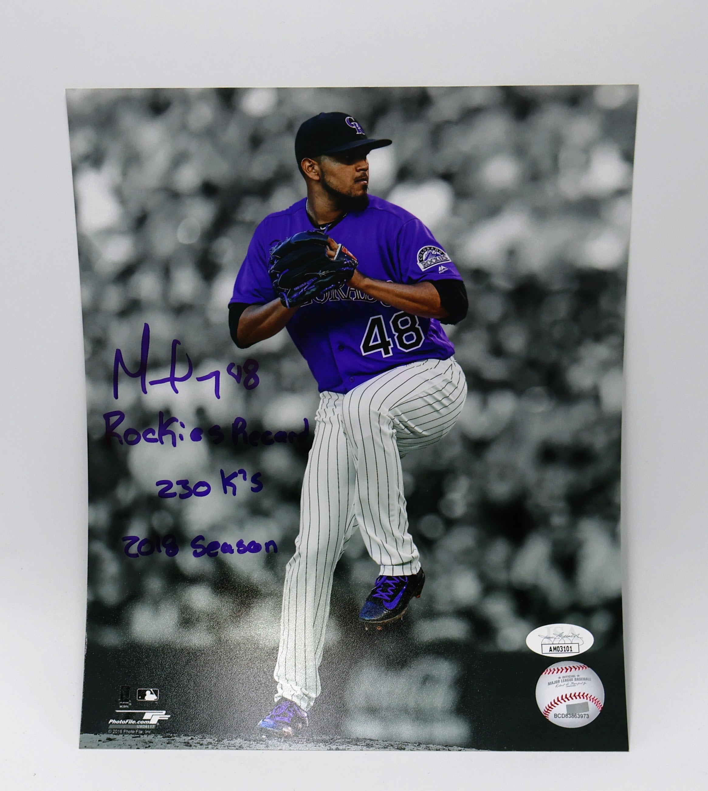 German Marquez Autographed Rockies 8x10 Photo 3 Inscriptions (JSA)