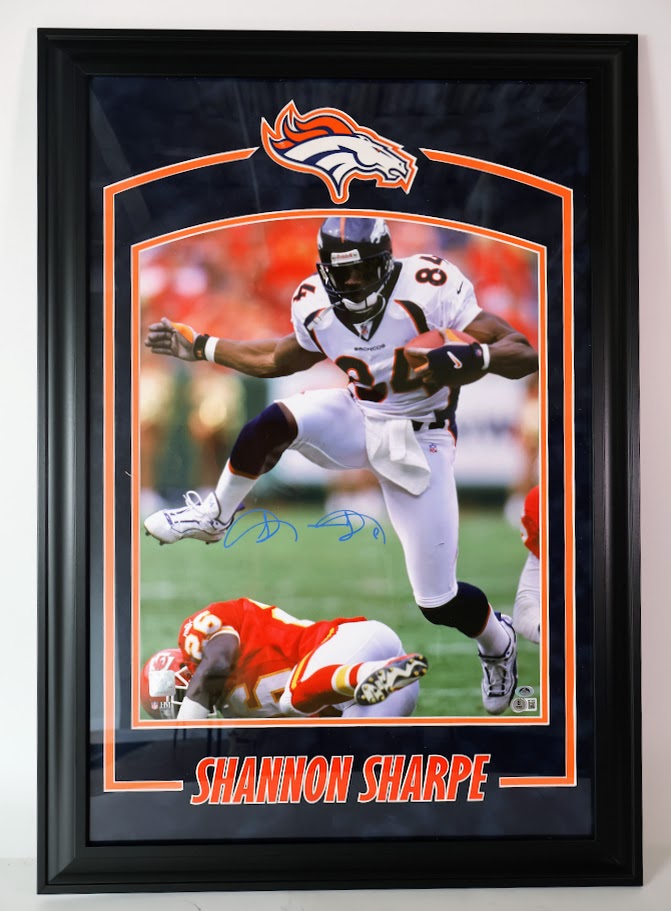 Shannon Sharpe Autographed 16x20 Photo Deluxe Framed Beckett COA