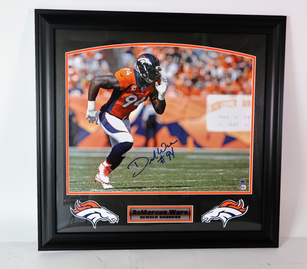DeMarcus Ware Autographed 16x20 Photo Deluxe Framed Beckett COA