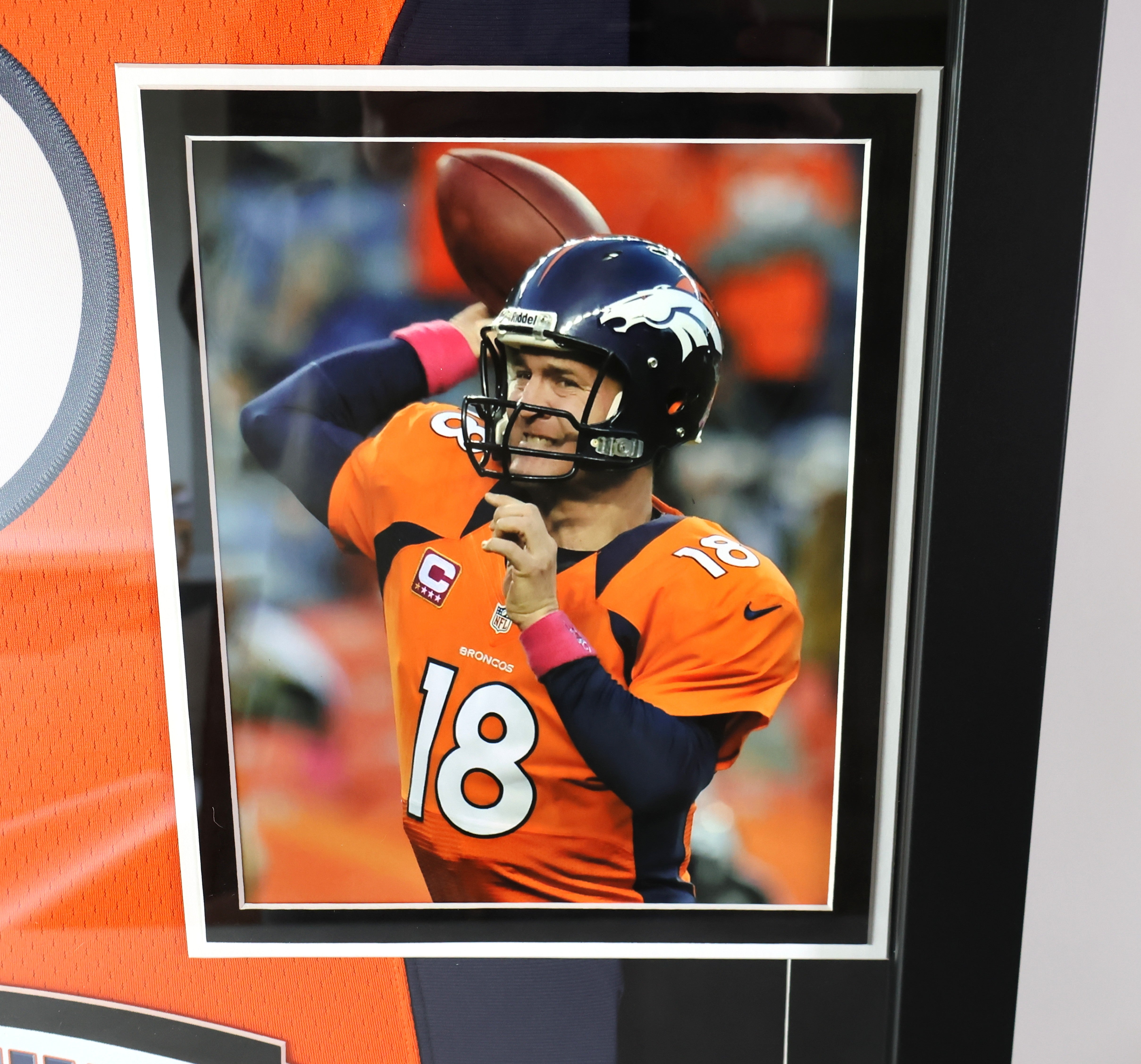 Peyton Manning Autographed Denver Broncos Jersey - Inscribed 'SB 50 Champs' with 8x10 Photos