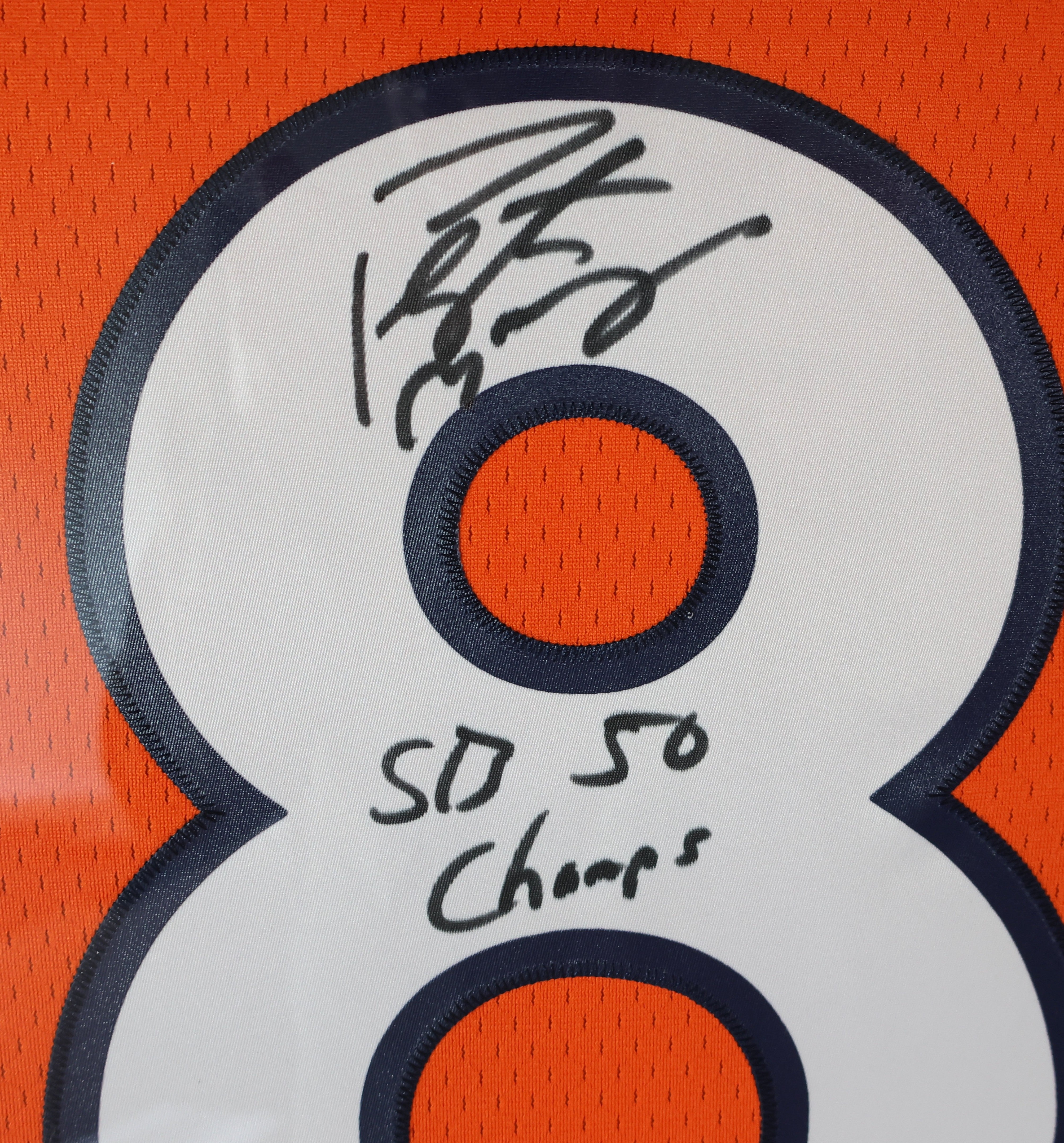 Peyton Manning Autographed Denver Broncos Jersey - Inscribed 'SB 50 Champs' with 8x10 Photos
