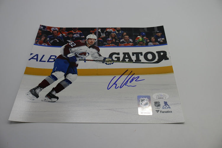 Artturi Lehkonen Autographed Avs 8x10 White Jersey vs. Oilers JSA COA