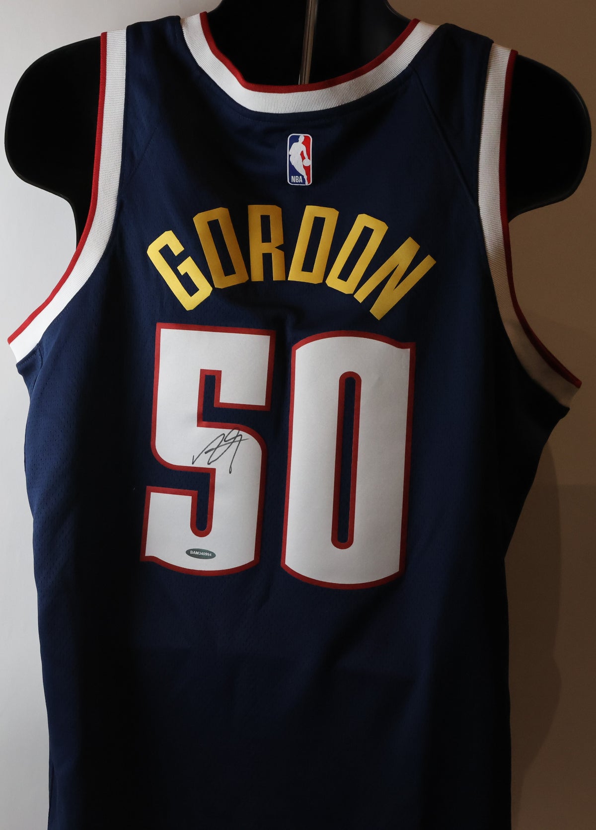 Aaron Gordon Autographed Nike Navy Blue Swingman Jersey with Upper Deck COA