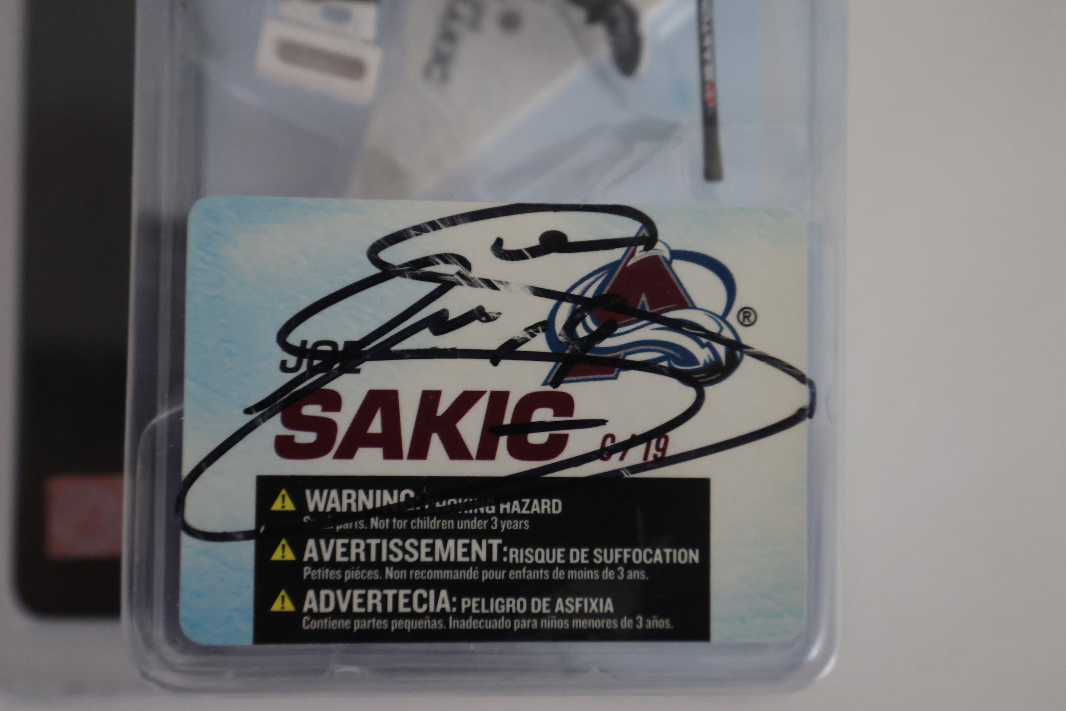 Joe Sakic Autographed Stick Figure Box w/ Stick Figure JSA COA