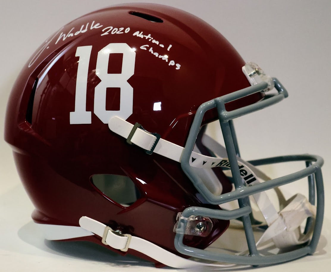 Jaylen Waddle Autographed Inscribed "2020 National Champs" Alabama Crimson Tide Full Size Replica Helmet - Fanatics COA