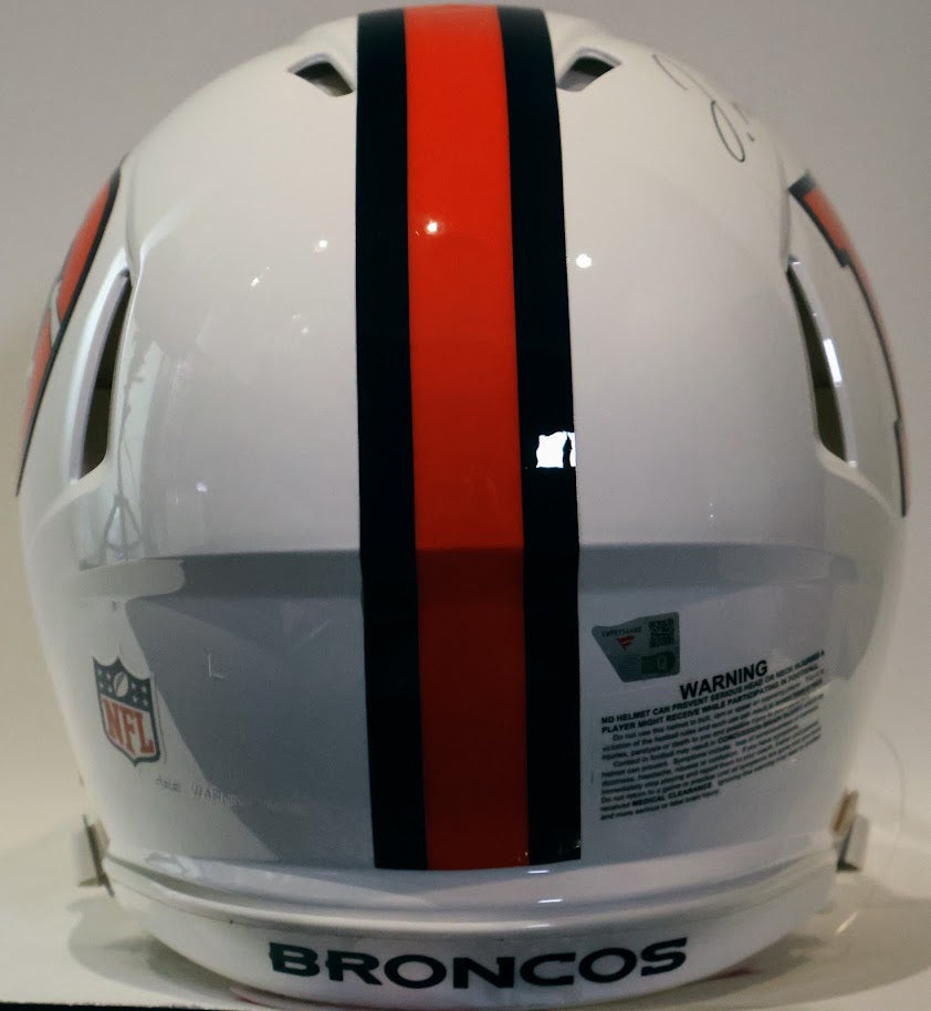 Jaylen Waddle Autographed/Inscribed "Go Broncos" Denver Broncos Snowcapped Pro Helmet - Fanatics COA