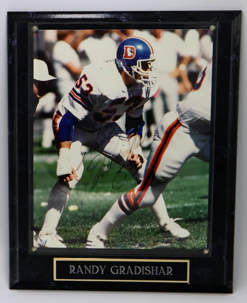 Randy Gradishar Autographed 8x10 White Jersey Photo with plaque