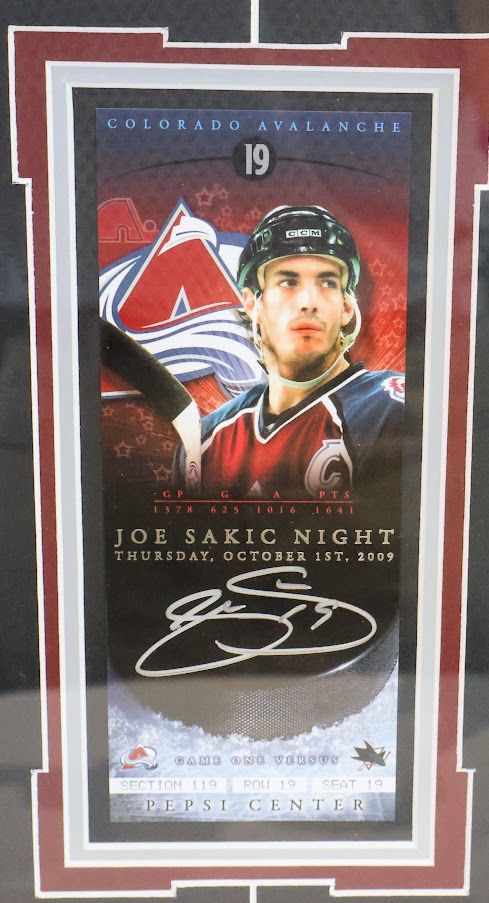 Joe Sakic Night Autographed Ticket Display with Photo & Engraved Plaque - JSA Certified