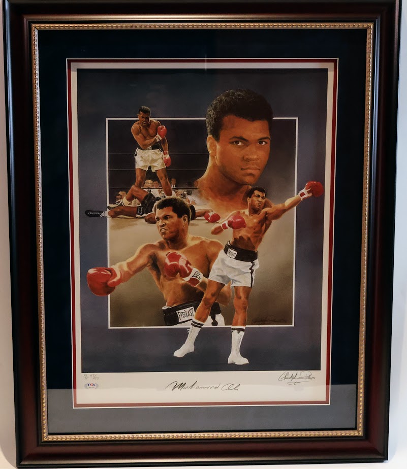 Muhammad Ali Autographed 32x26 Framed Photo - PSA/DNA LOA & Sports Memorabilia COA