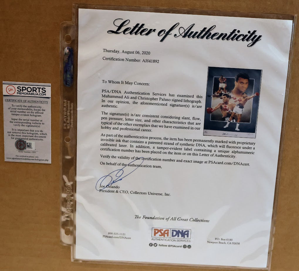 Muhammad Ali Autographed 32x26 Framed Photo - PSA/DNA LOA & Sports Memorabilia COA