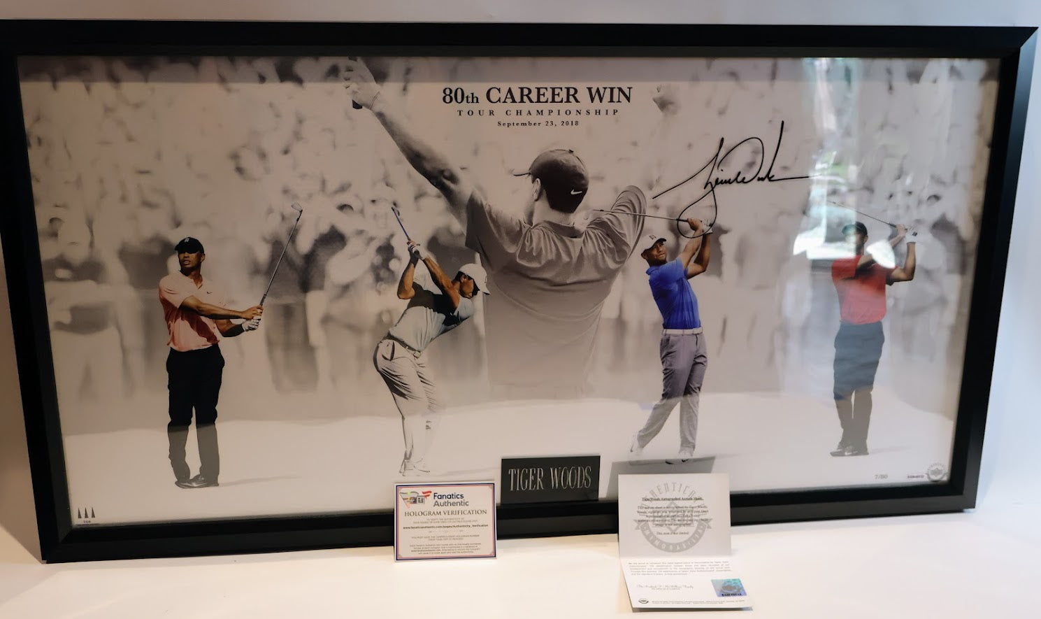 Tiger Woods Autographed 80th Career win & Tour Championship Framed Photo Collage - Upper Deck & Fanatics COAs