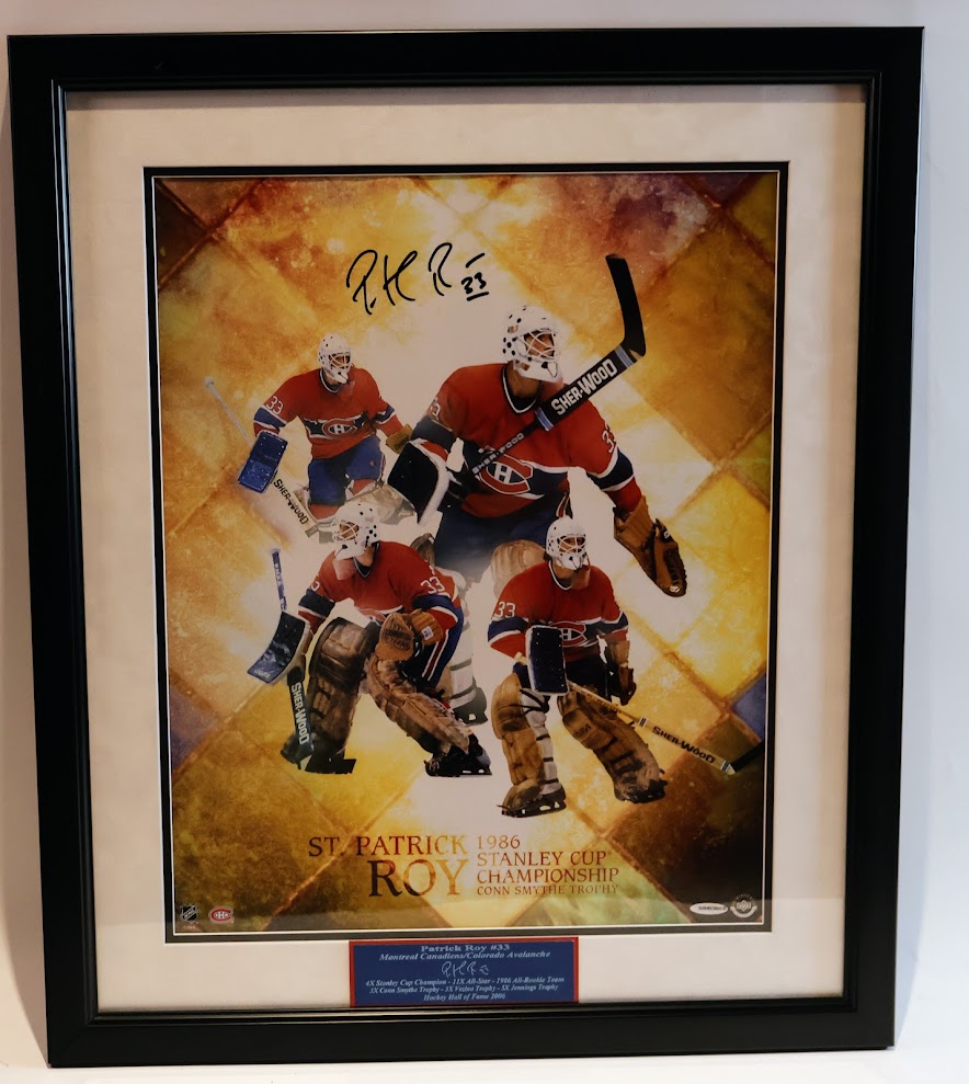 Patrick Roy Autographed 16x20 Framed Photo - 1986 Stanley Cup Champion & Conn Smythe Trophy Winner