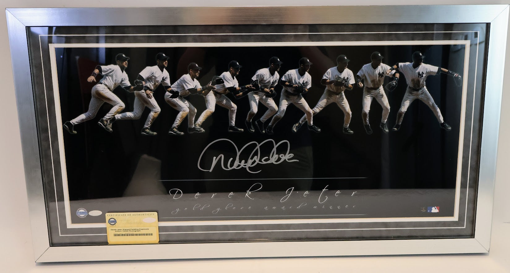 Derek Jeter Autographed Gold Glove Award Winner Framed Photo Collage - JSA Letter