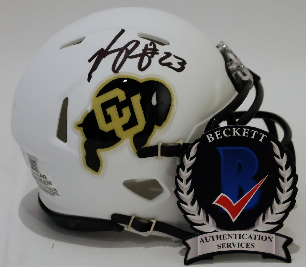Phillip Lindsay Autographed White University of Colorado Riddle Speed Mini Helmet - Beckett COA
