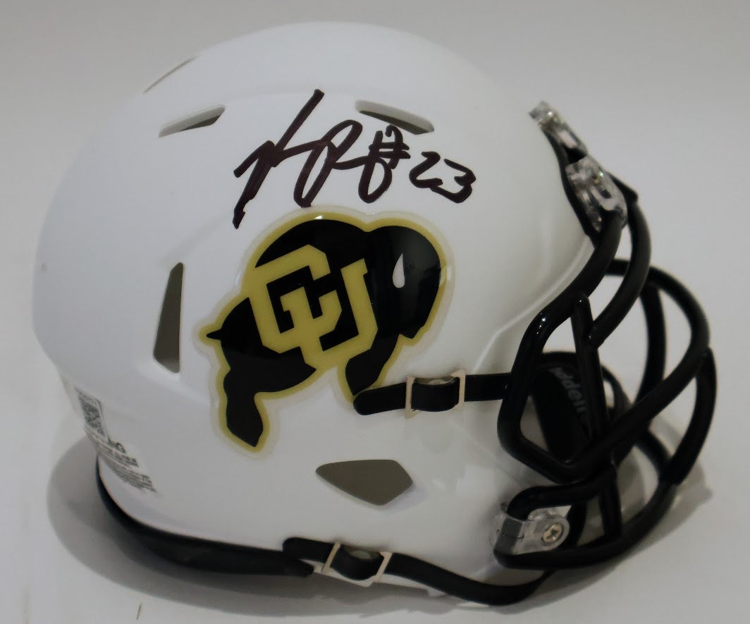 Phillip Lindsay Autographed White University of Colorado Riddle Speed Mini Helmet - Beckett COA