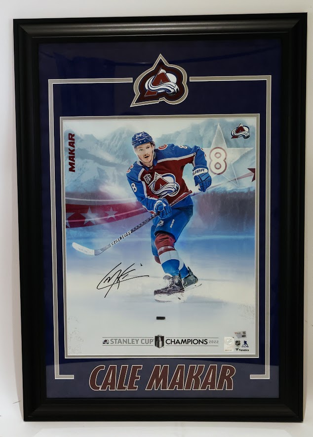 Cale Makar Signed Colorado Avalanche 16x20 Photo - Deluxe Frame (23x34) Fanatics Hologram