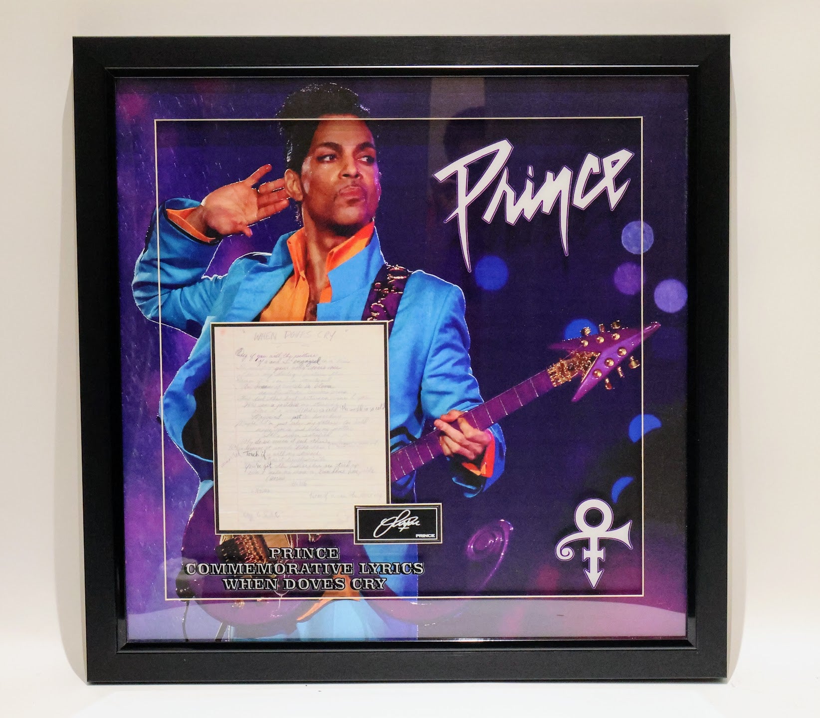 Prince Laser Autographed with "When Doves Cry" Commemorative Lyrics Framed