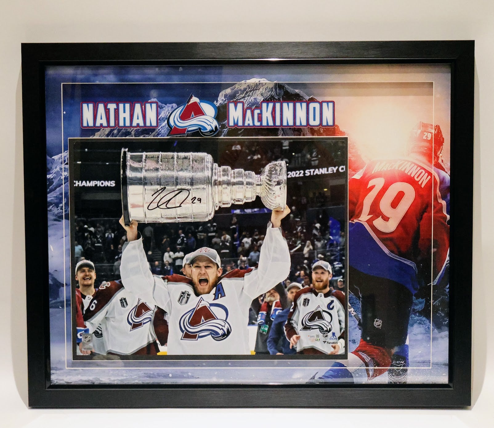 Nathan Mackinnon Autographed 16x20 Lifting Cup Photo 3D Framed Fanatics COA