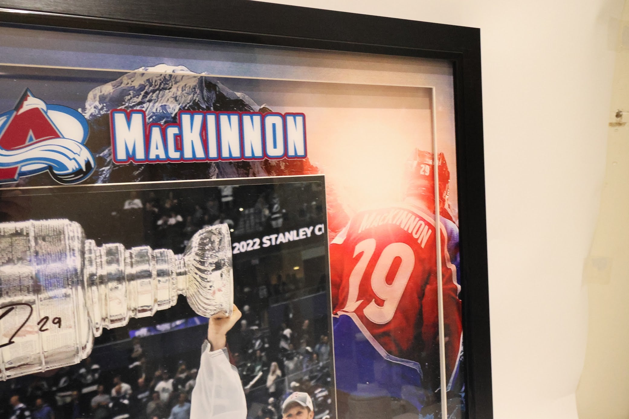 Nathan Mackinnon Autographed 16x20 Lifting Cup Photo 3D Framed Fanatics COA