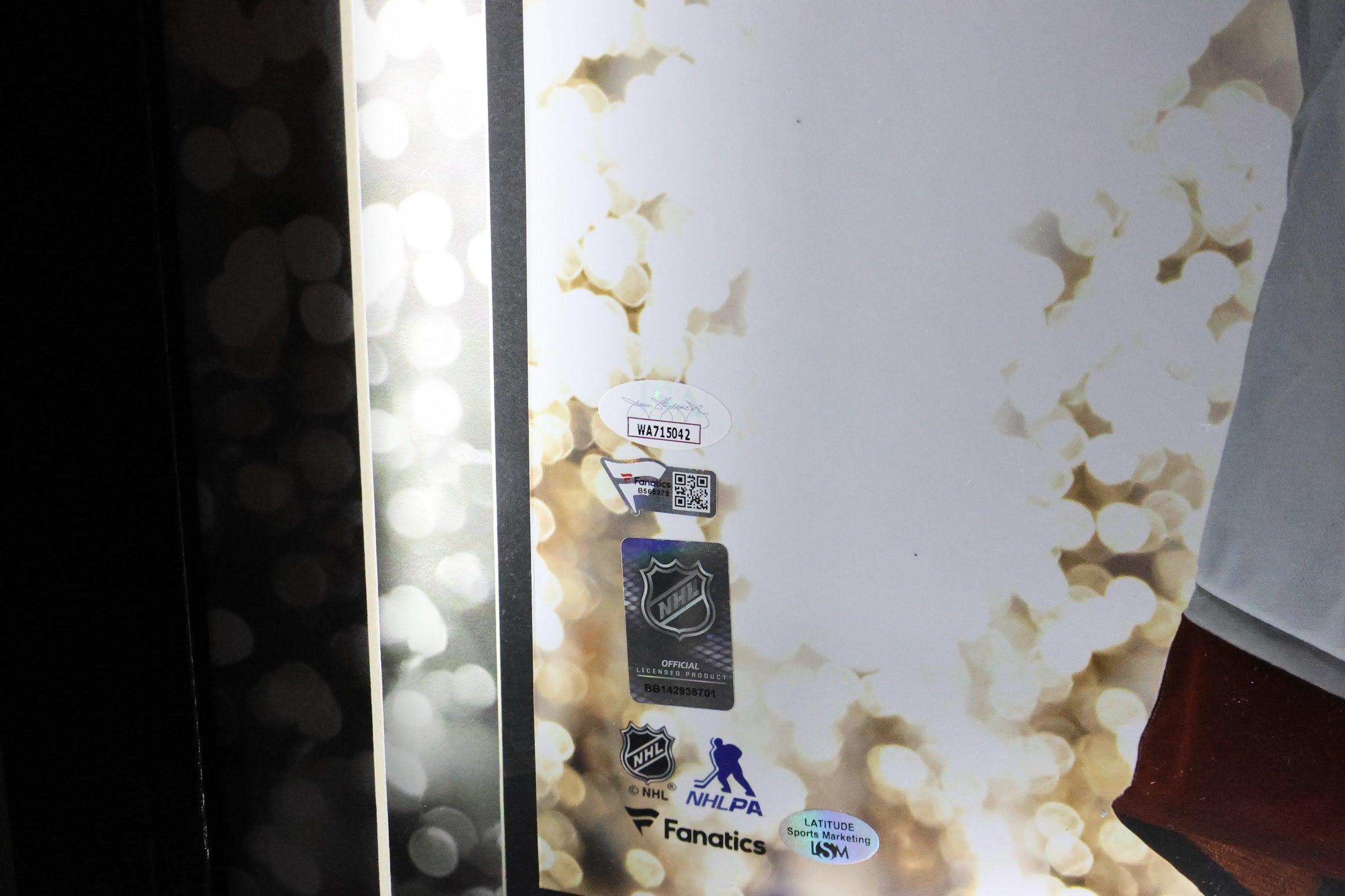 Gabe Landeskog Autographed 16x20 Lifting SC Photo w/ Inscription Lighted Shadowbox JSA COA