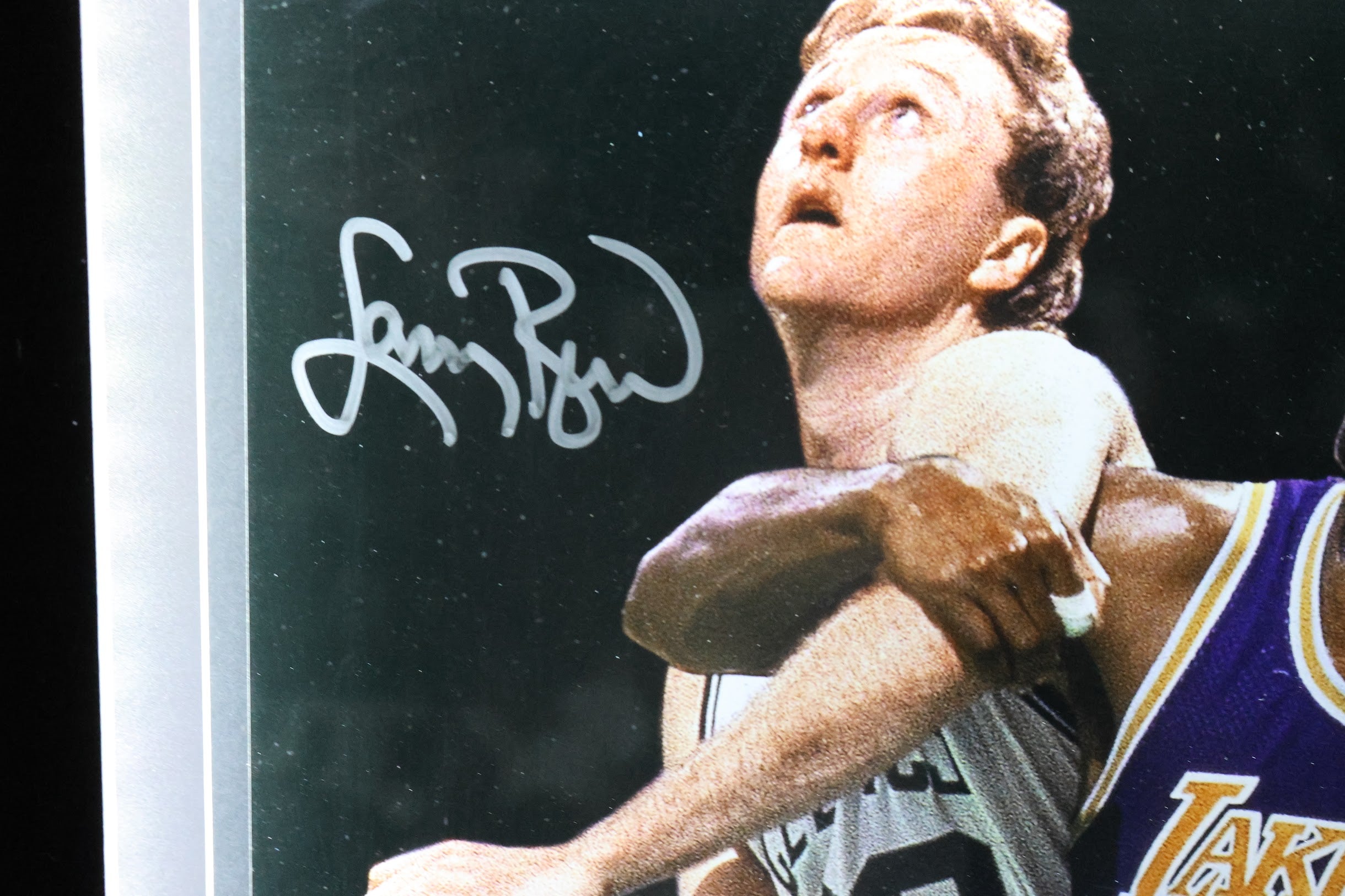 Larry Bird and Magic Johnson Autographed 16x20 Photo Lighted Shadow Box Beckett COA